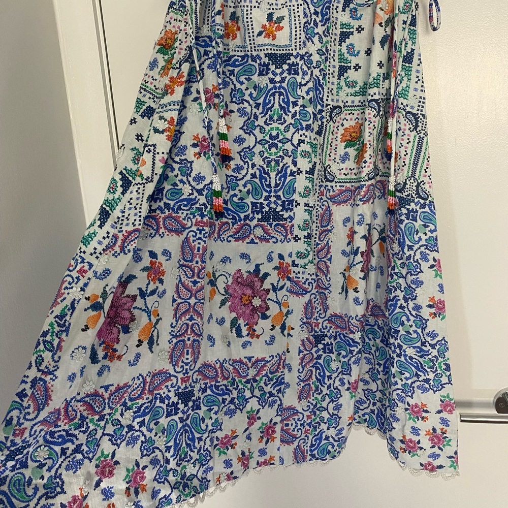 Farm Rio Romantic Bandanas Puffy Sleeves Midi Dress - Picture 13 of 15